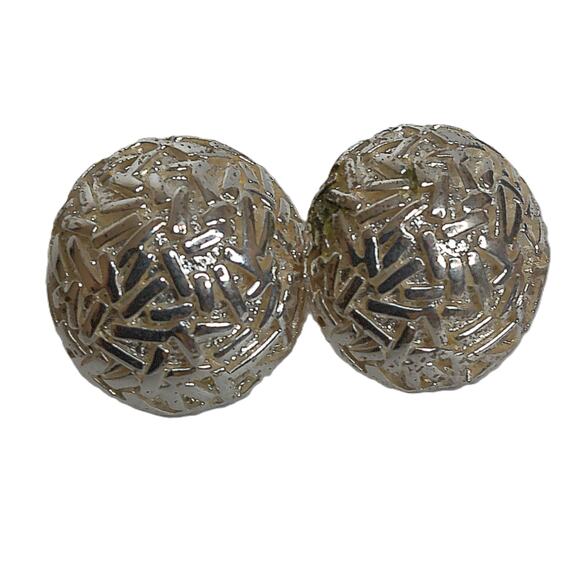 Vintage Jim Russell Silvertone Abstract Pierced Earrings - Picture 6 of 6